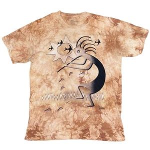 Vintage 2000s Y2K Tribal Indigenous Figure Graphic Tie Dye T-Shirt